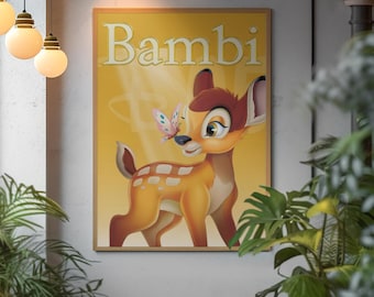 Bambi Poster | Disney Forest Wall Art | Woodland Deer Print | Vintage Animation Decor | Nature Movie Poster