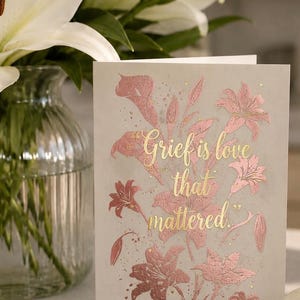 Sympathy Gift Card. Lilies & Grief. Toner Foiling SVG PNG Download Card Template, Sympathy Card SVG for Cricut, Lily Memorial Cut File, Foil