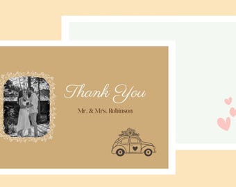 Printable Brown Wedding Thank You Card (6 in x 4 in)