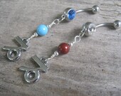 Capricorn Belly Ring, CHROME, Zodiac Belly Button Jewelry, Swarovski Pearl Birthstone, Personalized,Garnet Turquoise Jewelry, Astrology