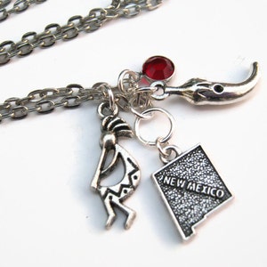 Collier Nouveau-Mexique, Collier carte de l’État américain, Bijoux du Sud-Ouest, Collier de pierre de naissance personnalisé, Collier de géographie, Choisissez votre longueur