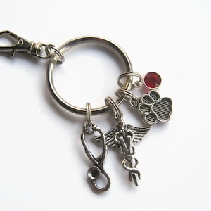 Key Chain Veterinary Veterinarian Keychain, Veterinary Doctor Zipper Pull , Caduceus ...