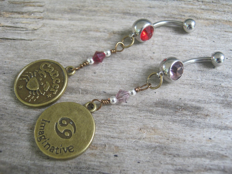Zodiac Cancer Belly Ring BRONZE Belly Button Jewelry Etsy