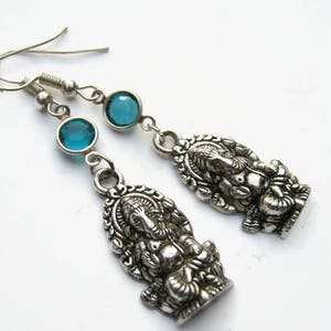 Ganesh Birthstone Earrings, Personalized Ganesha Earrings, Hindu Earrings, Hinduism Jewelry, Yoga Gift, Dangle Earrings, Ganesh Jewelry