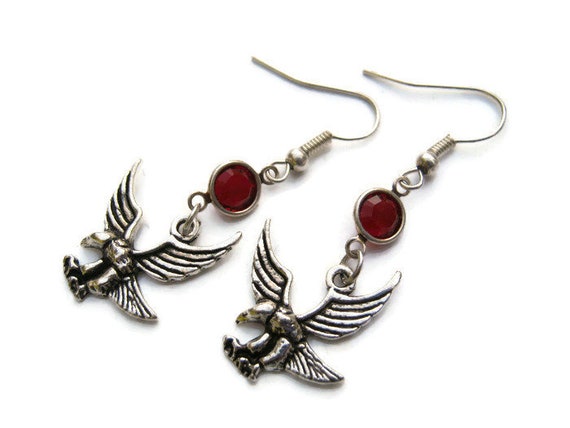 Eagle with Red Gem Earrings Eagle with Red Gem Earrings