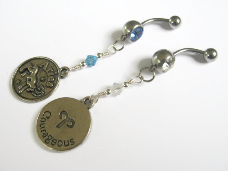 Aries Belly Ring Zodiac Belly Button Jewelry Personalized Etsy