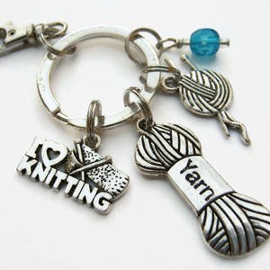 I Love Knitting Keychain, Knitter Zipper Pull, Personalized Accessory, Yarn Keychain Lanyard, Knitter Keychain, Knitting Gift