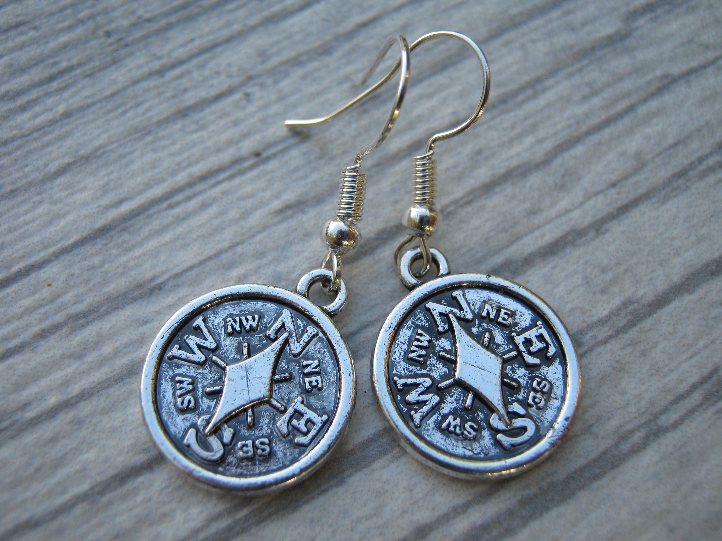 Compass Earrings Personalized Travel Earrings on Etsy UK