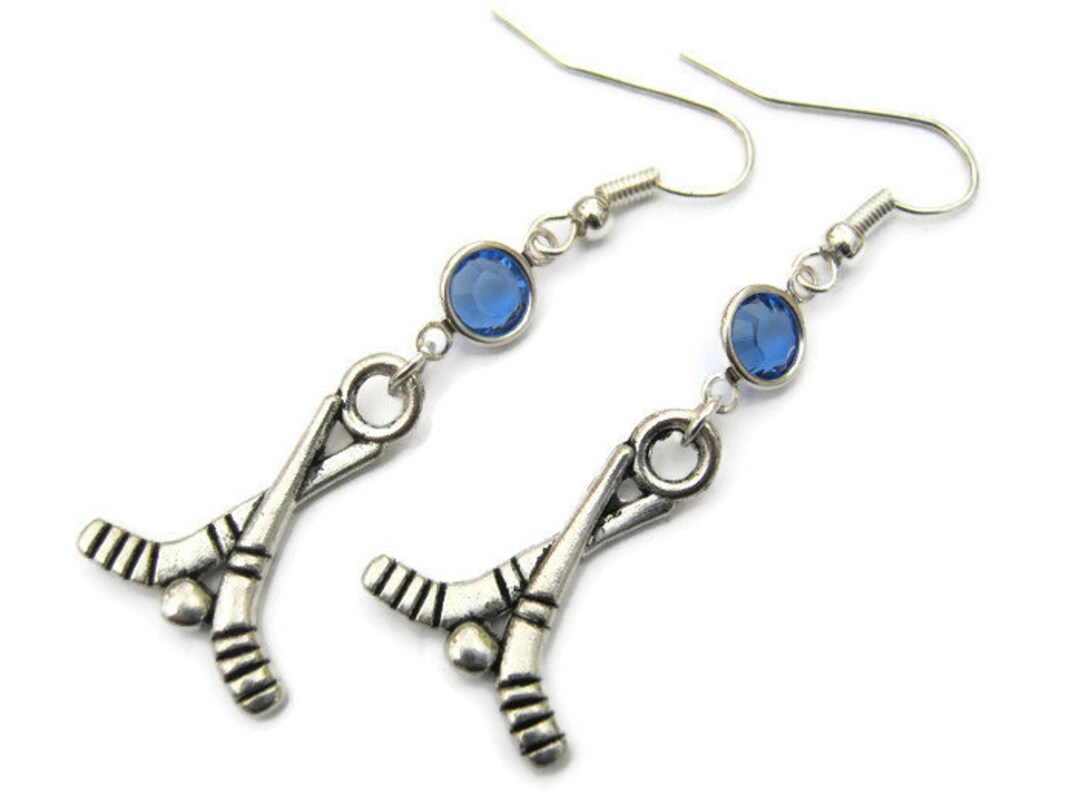 Hockey Birthstone Earrings Personalized Ice Hockey Earrings Etsy