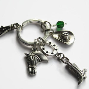 Country Western Keychain, Cowboy Hat Zipper Pull , Cowgirl Boot Personalized Accessory, Horseman Gift, Barrel Racing, Horseshoe, Equestrian
