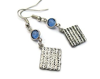 Matzah Birthstone Earrings, Peronalized Passover Earrings, 925 Sterling Silver Plated Matzo Bread Earrings, Jewish Holiday Jewelry Charm