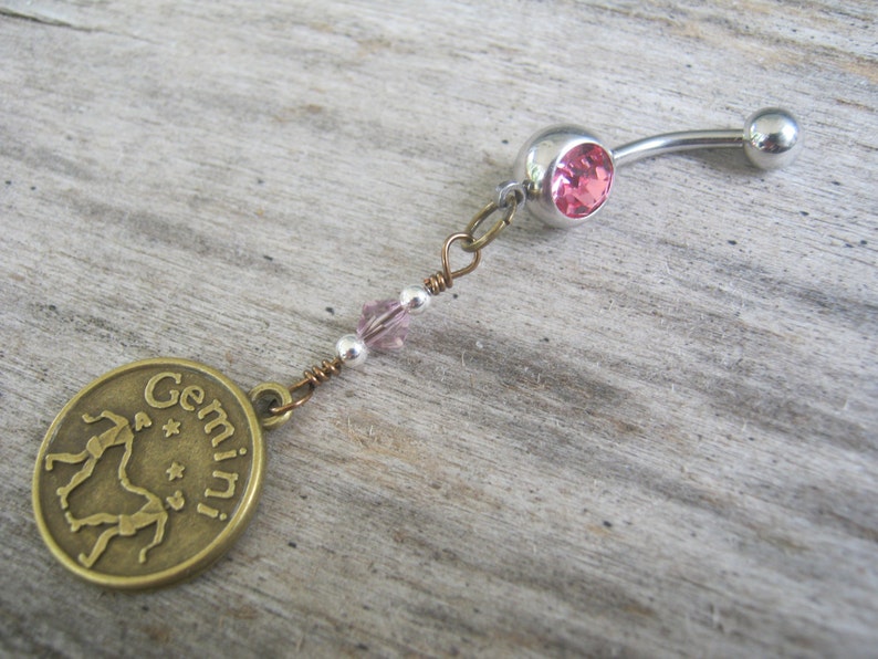 Gemini Belly Ring BRONZE Zodiac Belly Button Jewelry Etsy