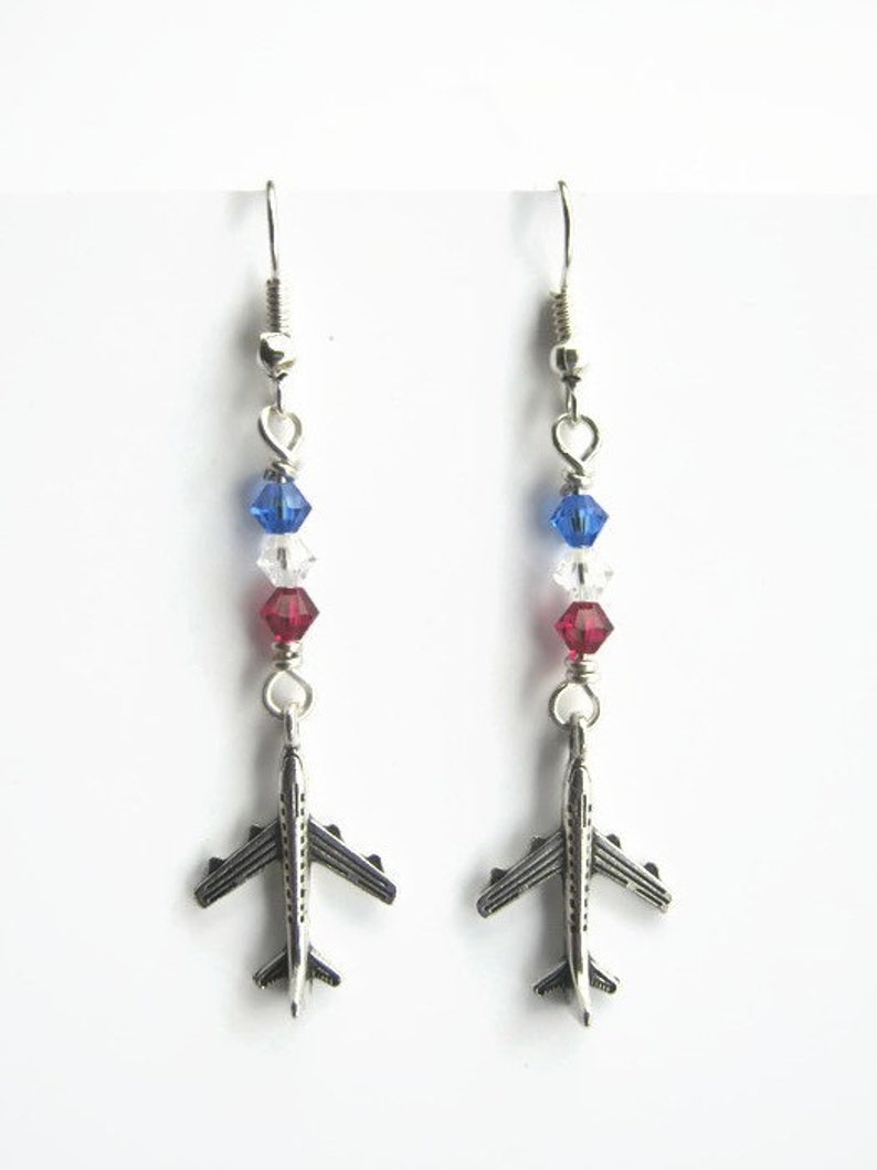 Patriotic Airplane Earrings Pilot Earrings USA Earrings Etsy