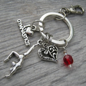 I Love Gymnastics Keychain, Gymnast Zipper Pull,  Personalized Accessory, Athletic Keychain Lanyard, Gymnastic Gift, Sports Inspired