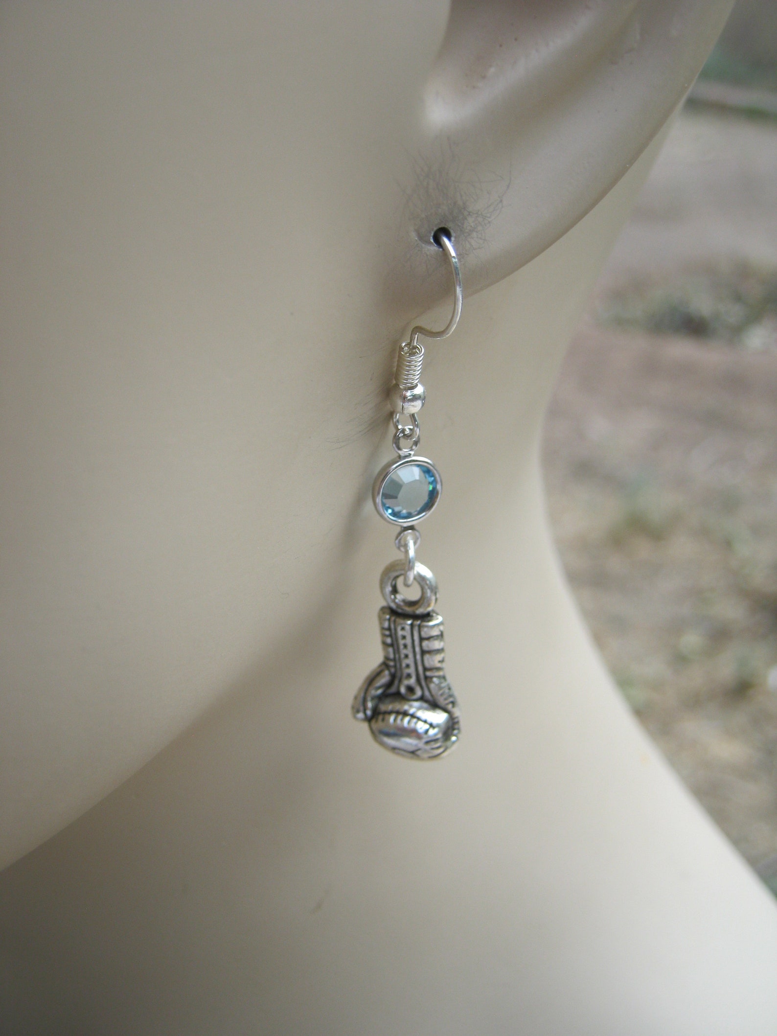 Boxing Gloves Birthstone Earrings Personalized Fighter Etsy