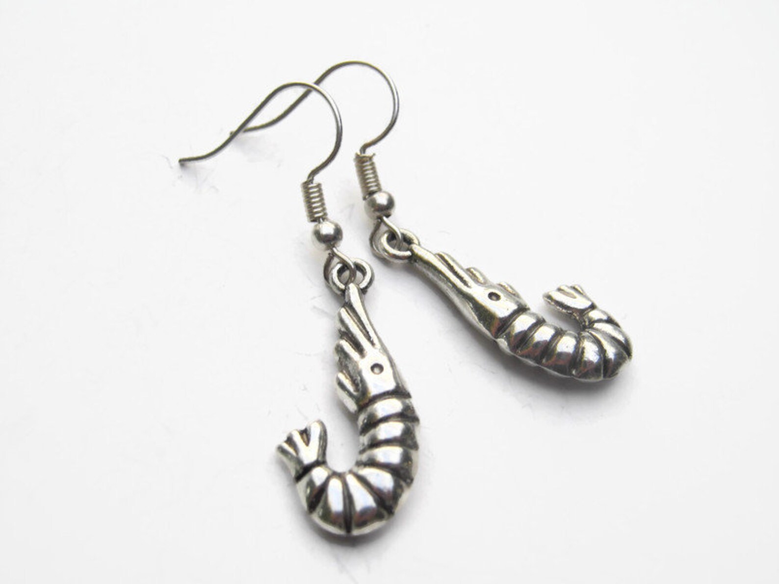 Shrimp Earrings Antiqued Silver Crustacean Earrings on Etsy