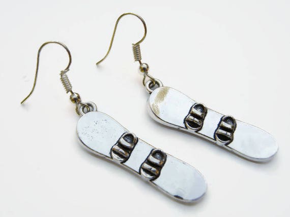 sterling silver. Earrings snowboard extremely miniature pendant