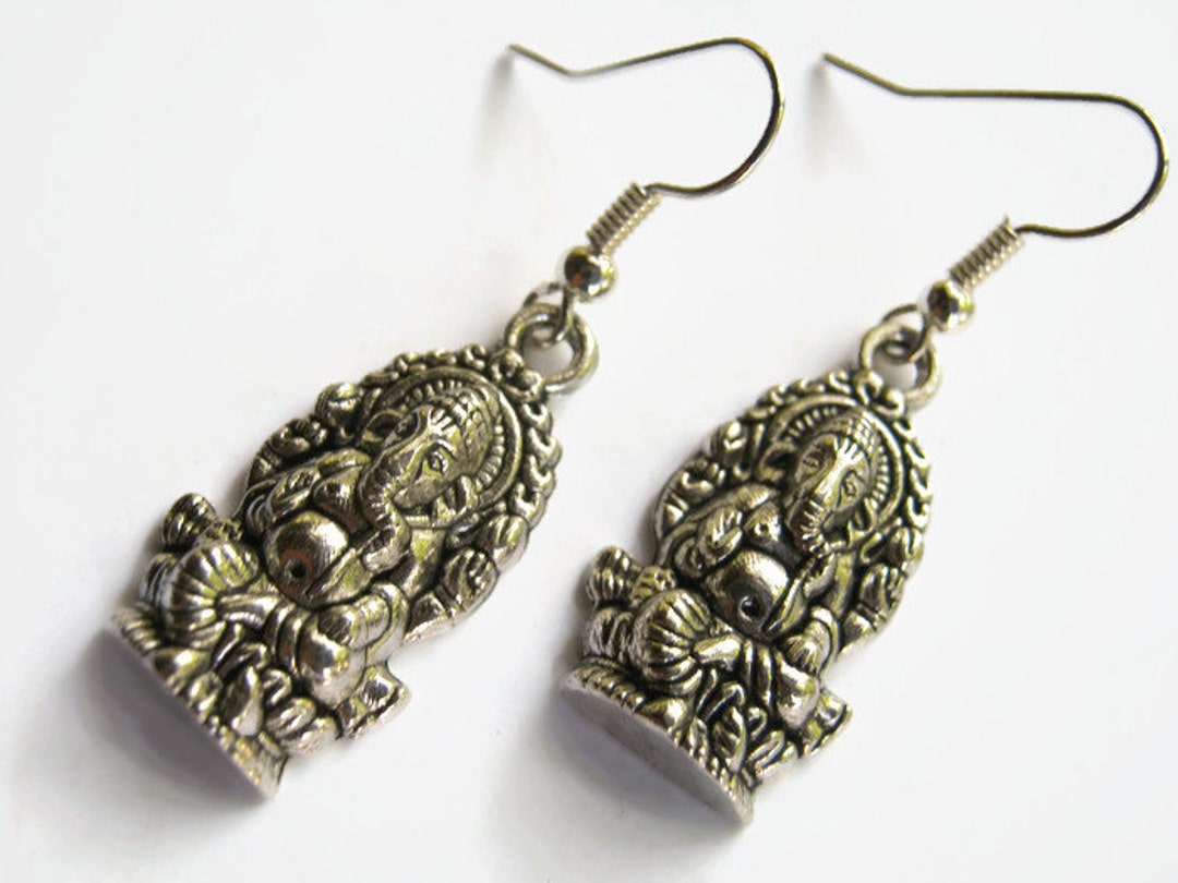 SILVER or BRONZE Ganesh Earrings, Hinduism Earrings, Hindu Earrings, Yoga Earrings, Ganesha