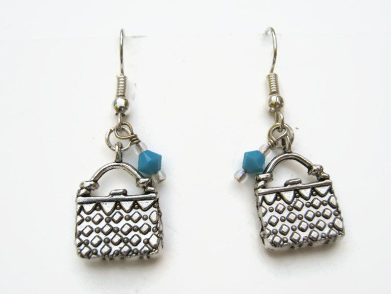 Handbag Earrings Antiqued Silver Purse Earrings Personalized Etsy