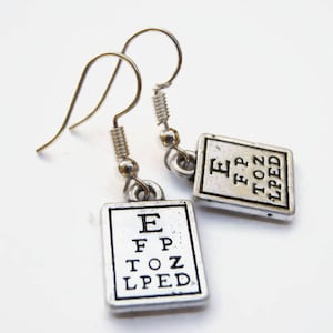 Eye Chart Earrings, Opthalmologist Earrings, Optometrist Jewelry, Optician Earrings, Personalized Earrings, Eyes Charm, Vision Earrings