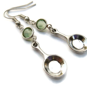 Frying Pan Birthstone Earrings, Personalized Skillet Earrings on Hypoallergenic ear Hooks, Foodie Cook Jewelry, Chef Gift, Home Baker