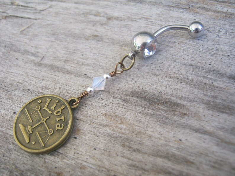 Libra Belly Ring BRONZE Belly Button Jewelry Personalized Etsy