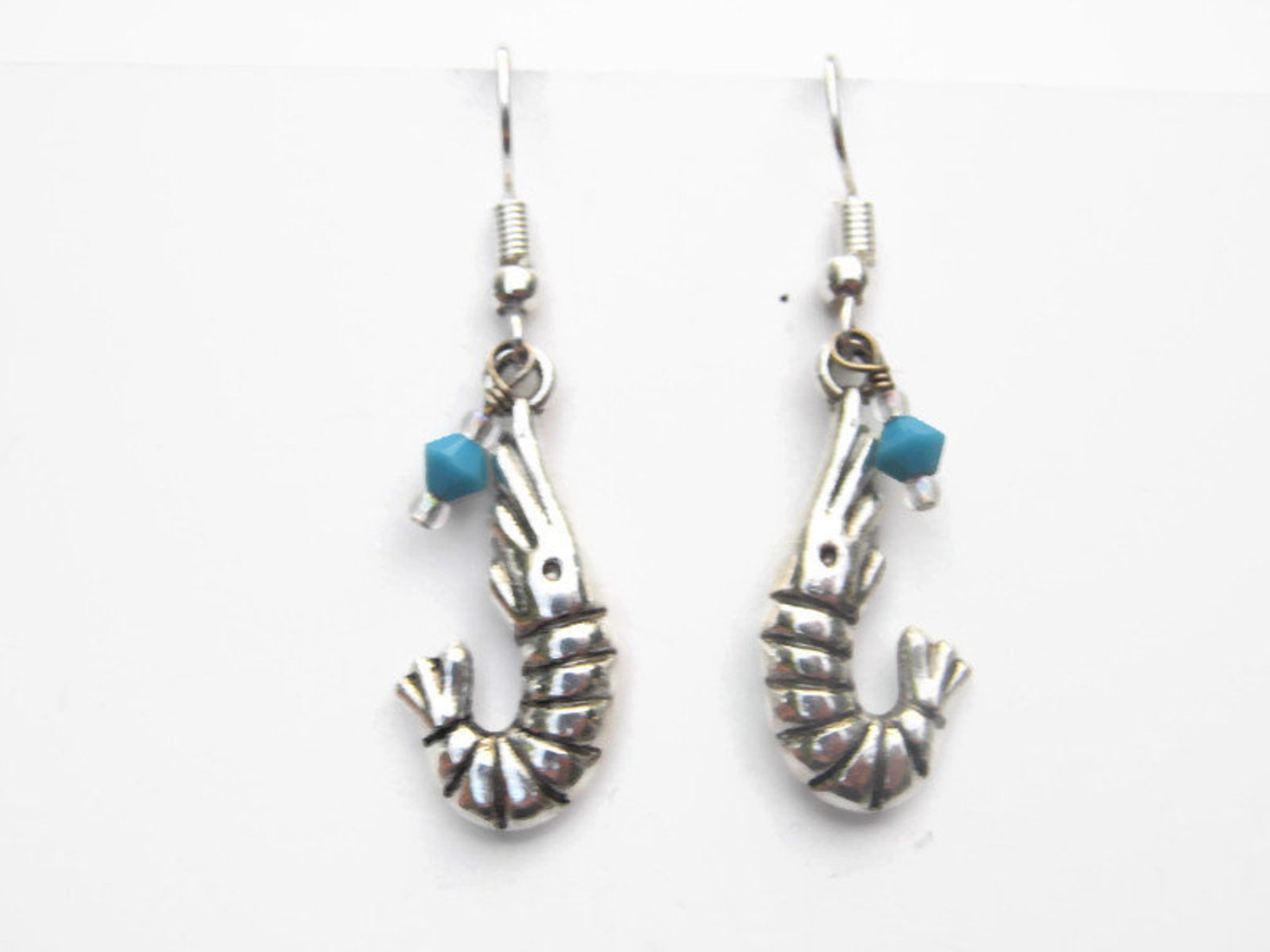 Shrimp Earrings Antiqued Silver Crustacean Earrings Etsy