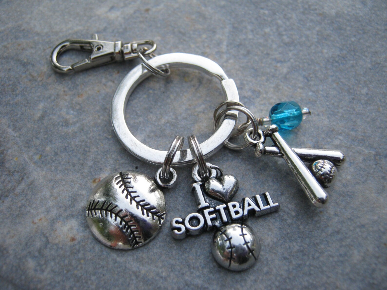 I Love Softball Keychain Softball Zipper Pull Personalized Etsy