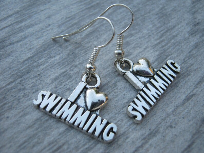 I Love Swimming Earrings Personalized Swim Earrings on Etsy