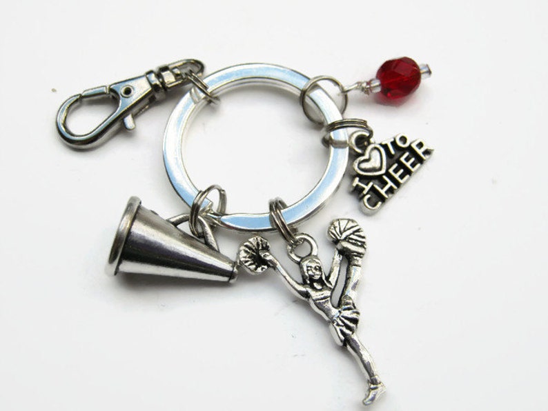 I Love Cheer Personalized Accessory Cheerleader Keychain Athletic Keychain Lanyard Cheerleader Gift Cheerleading Zipper Pull