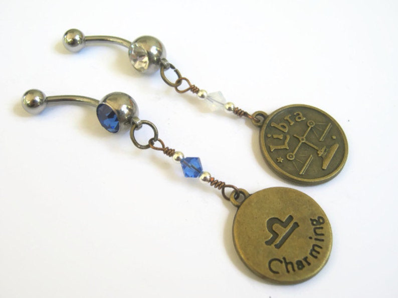 Libra Belly Ring BRONZE Belly Button Jewelry Personalized Etsy