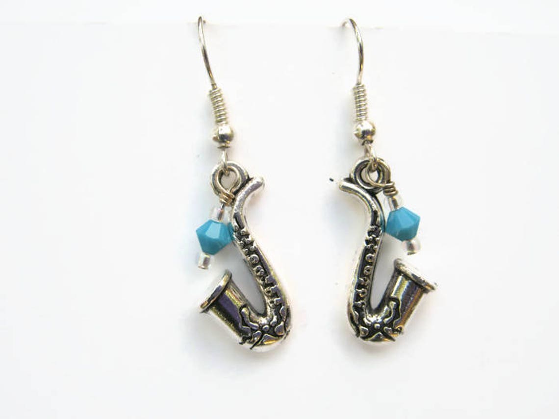 Saxophone Earrings Personalized Earrings Music Charm Etsy