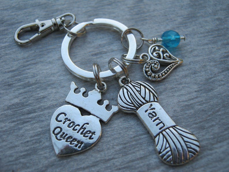 Crochet Queen Keychain Crocheter Zipper Pull Personalized Etsy