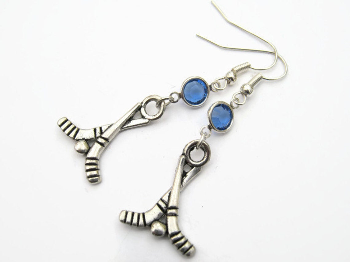 Hockey Birthstone Earrings Personalized Ice Hockey Earrings Etsy