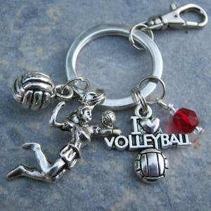 I Love Volleyball Keychain, Volleyball Zipper Pull,  Personalized Accessory, Athletic Keychain Lanyard, Volleyball Gift, Sports Inspired
