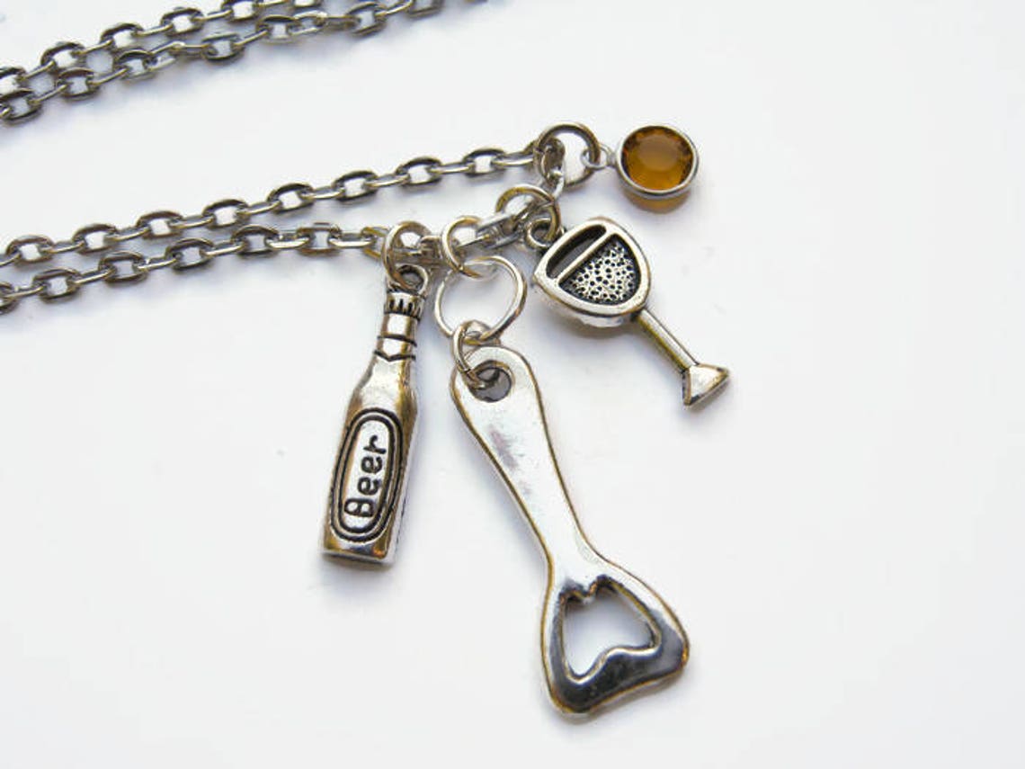 Personalized Bartender Necklace Alcohol Jewelry Birthstone - Etsy