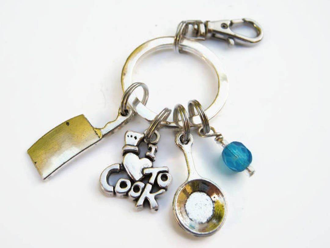 Love to Cook Keychain, Personalized Chef Zipper Pull, Cooking Accessory