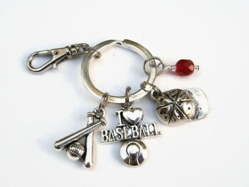 I Love Baseball Keychain Sports Inspired Athletic Keychain Lanyard Baseball Zipper Pull Personalized Accessory Baseball Player Gift