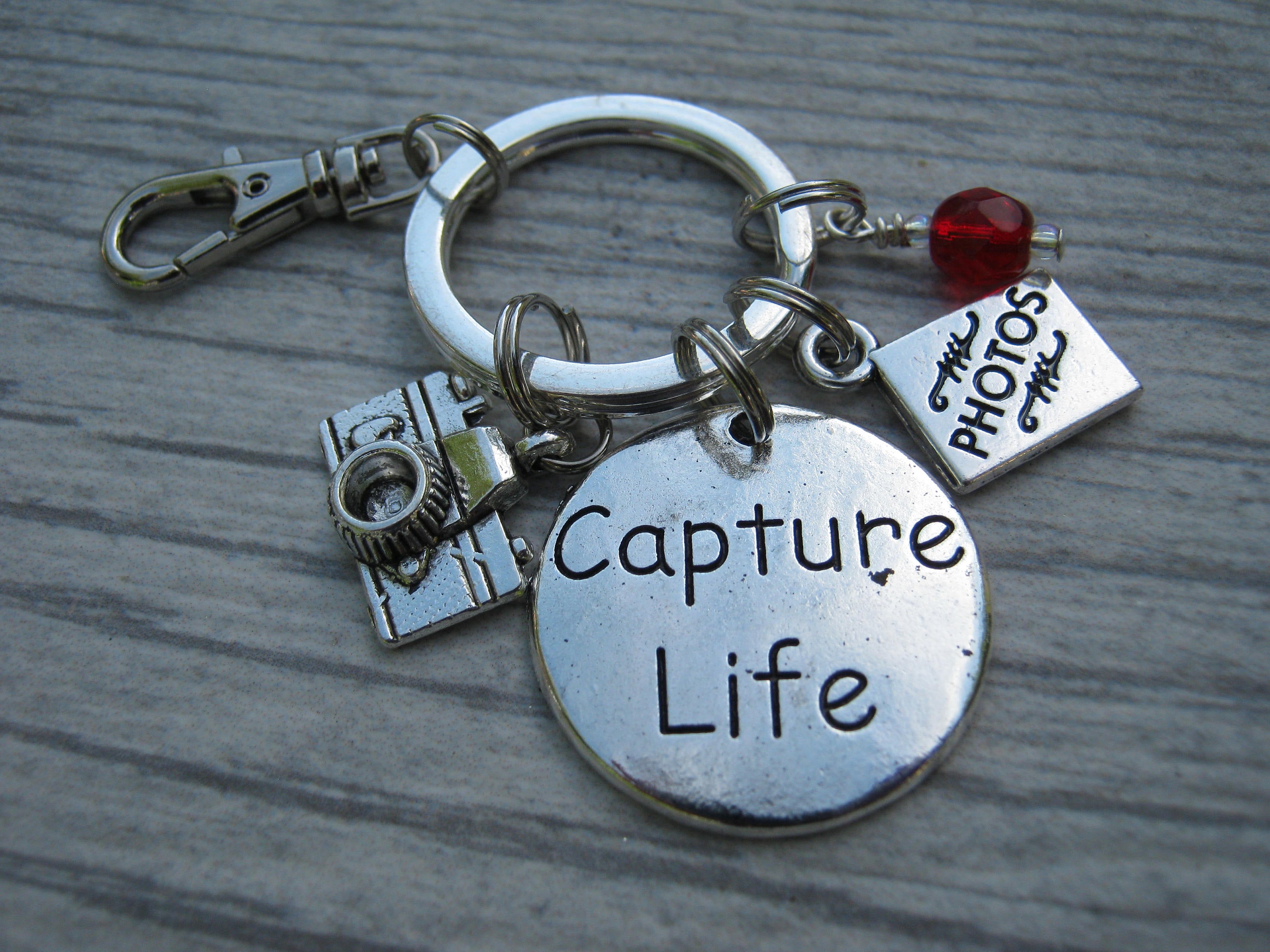 Photographing Keychains Personalized Photograper Keychain, Photo Zipper Pull, Capture Life ...