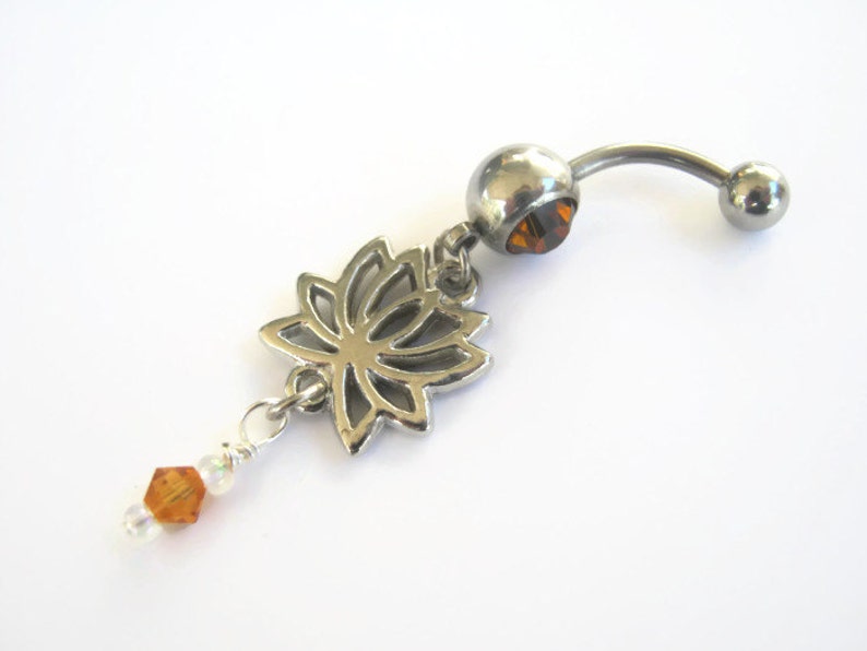 Choose One Lotus Belly Ring Lotus Flower Belly Button Ring Etsy