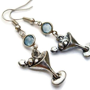 Martini Birthstone Earrings, Peronalized Bartender Earrings, Alcohol Spirits Jewelry, Foodie, Bar Gift, Cocktail, Hypoallergenic Ear Hooks