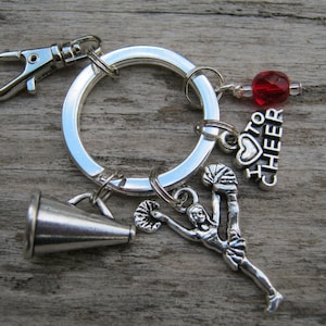 Cheerleader Keychain, Cheerleading Zipper Pull, I Love Cheer Personalized Accessory, Athletic Keychain Lanyard, Cheerleader Gift
