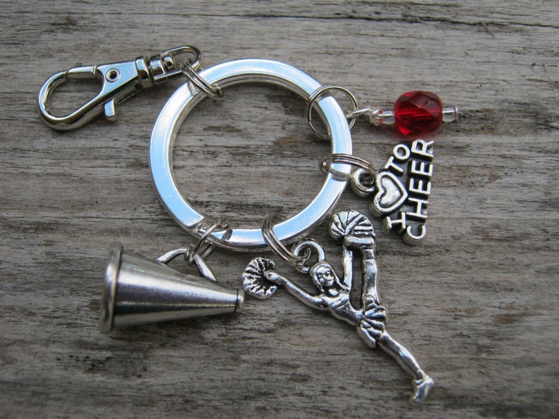 I Love Cheer Personalized Accessory Cheerleader Keychain Athletic Keychain Lanyard Cheerleader Gift Cheerleading Zipper Pull
