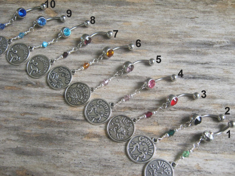 Pisces Belly Ring Zodiac Belly Button Jewelry Personalized Etsy