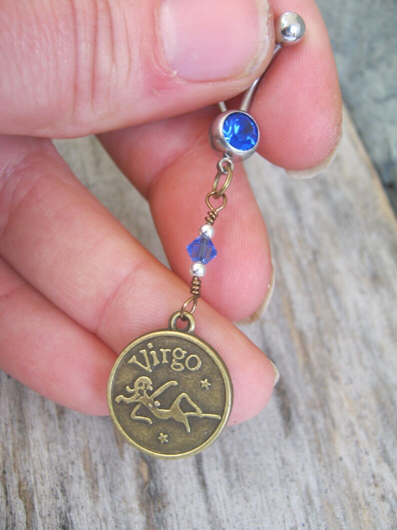 Virgo Belly Ring BRONZE Belly Button Jewelry Personalized Etsy