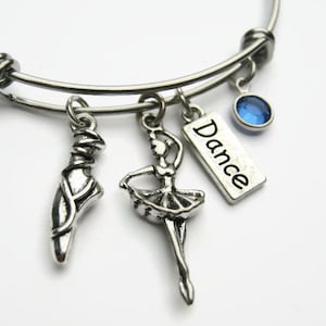 Personalized Ballerina Bracelet, Expandable Bangle Bracelet, Stainless Steel Bracelet, Dance Jewelry, Ballet Shoe Slipper, Athletic Charm