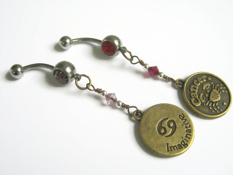 Zodiac Cancer Belly Ring BRONZE Belly Button Jewelry Etsy
