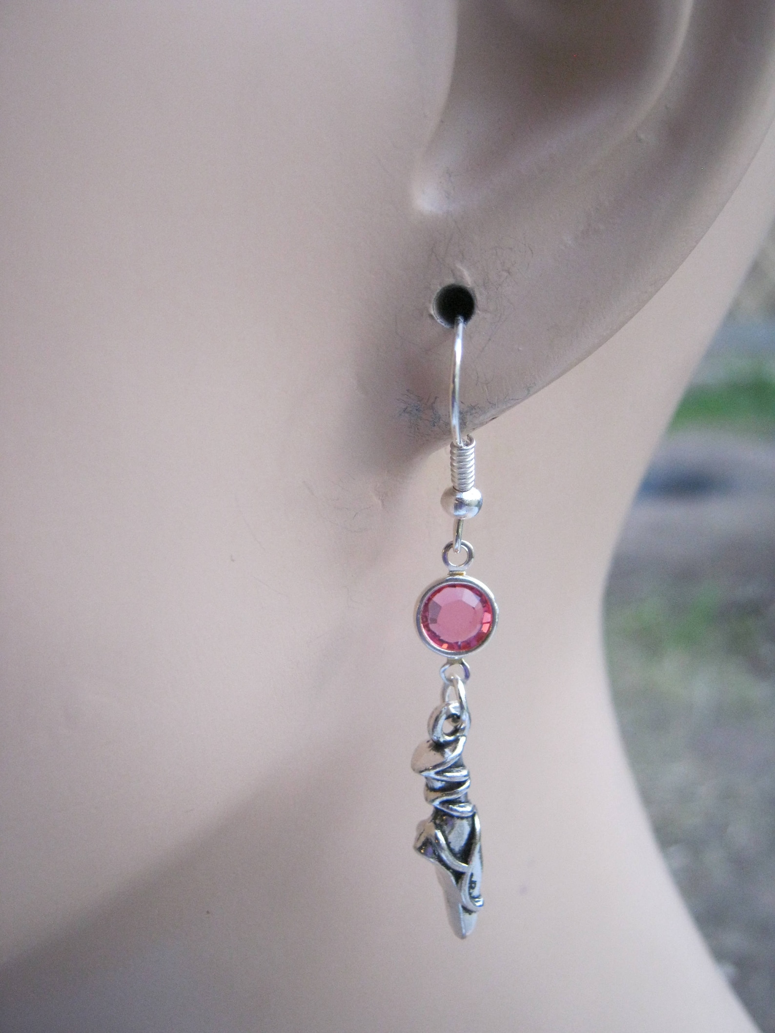 ballet shoes birthstone earrings, personalized ballet earrings, ballerina earrings, athletic jewelry, dance jewelry, ballet mom