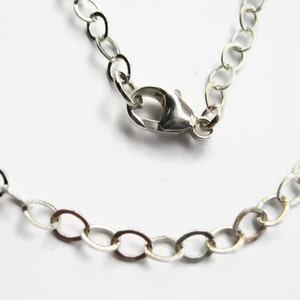 May include: A silver chain necklace with a lobster clasp closure.