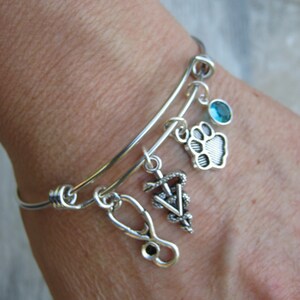 "Caring For Animals Is Who I Am" Bracelet - Adjustable Stainless Steel Bangle For Vets & Animal Lovers - View #3